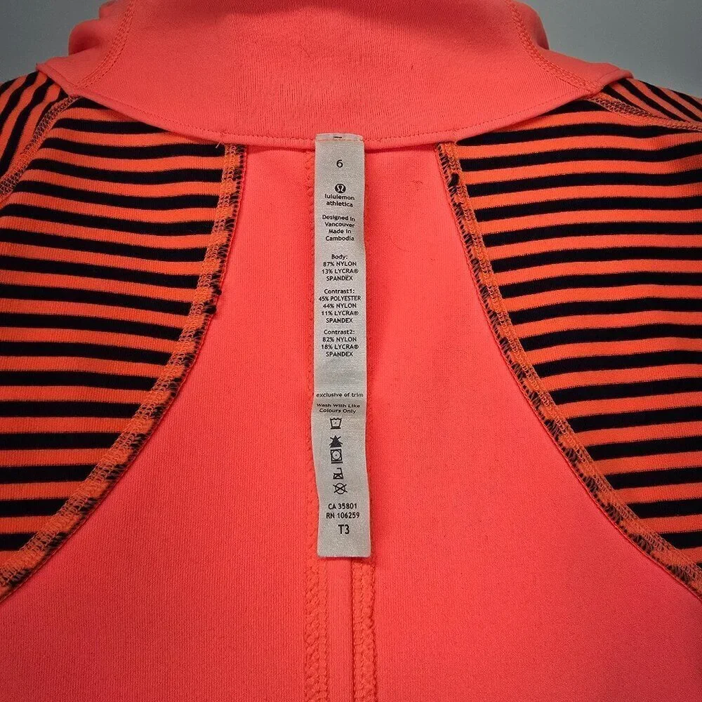 Lululemon Forme Full Zip Jacket Light Flare Classic Stripe Size 6